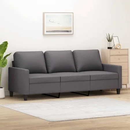 Sofá de 3 plazas de cuero sintético gris 180 cm de , Sofás - Ref: Foro24-359144, Precio: 267,42 €, Descuento: %