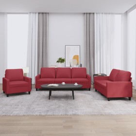 Juego de sofás con cojines 3 piezas cuero sintético rojo tinto de , Sofás - Ref: Foro24-3201401, Precio: 596,68 €, Descuento: %
