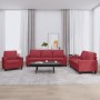 Juego de sofás con cojines 3 piezas cuero sintético rojo tinto de , Sofás - Ref: Foro24-3201401, Precio: 596,68 €, Descuento: %