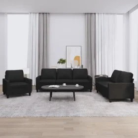 Sofagarnitur mit 3-teiligen Kissen aus schwarzem Kunstleder. von , Sofas - Ref: Foro24-3201398, Preis: 570,97 €, Rabatt: %