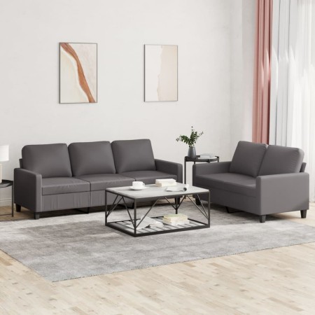 Juego de sofás con cojines 2 piezas cuero sintético gris de , Sofás - Ref: Foro24-3201420, Precio: 477,74 €, Descuento: %