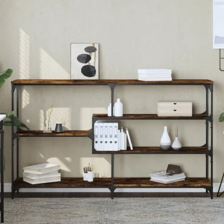 Mesa consola madera de ingeniería roble ahumado 160x32x95 cm de , Mesas auxiliares - Ref: Foro24-833957, Precio: 85,15 €, Des...