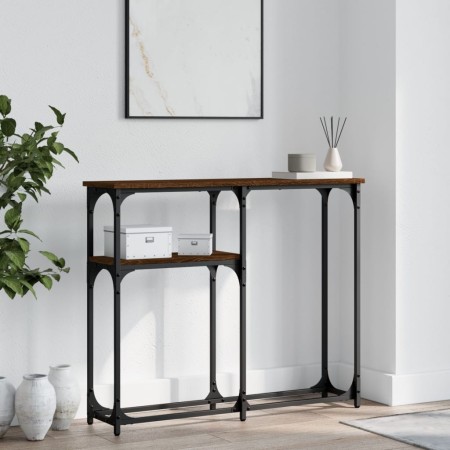 Mesa consola madera de ingeniería marrón roble 90x22,5x75 cm de , Mesas auxiliares - Ref: Foro24-834094, Precio: 42,58 €, Des...