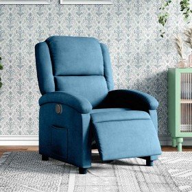 Sillón reclinable eléctrico terciopelo azul en Sillones | Comprar online en Foru.es