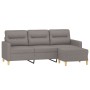 Sofá de 3 plazas con taburete de tela gris taupe 180 cm de , Sofás - Ref: Foro24-3201080, Precio: 306,92 €, Descuento: %