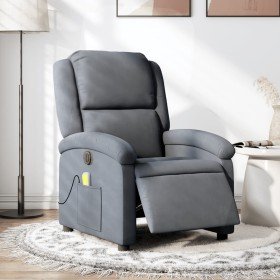 Sillón reclinable de masaje eléctrico terciopelo gris oscuro en Sillones | Comprar online en Foru.es