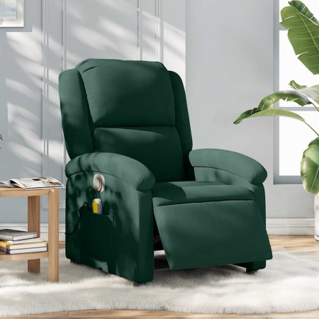 Sillón reclinable de masaje eléctrico terciopelo verde oscuro en Sillones | Comprar online en Foru.es