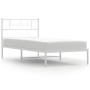 Estructura de cama de metal con cabecero blanco 100x190 cm de , Camas y somieres - Ref: Foro24-355310, Precio: 65,97 €, Descu...