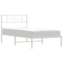 Estructura de cama de metal con cabecero blanco 100x190 cm de , Camas y somieres - Ref: Foro24-355310, Precio: 65,97 €, Descu...