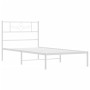 Estructura de cama de metal con cabecero blanco 100x190 cm de , Camas y somieres - Ref: Foro24-355310, Precio: 65,97 €, Descu...