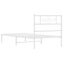 Estructura de cama de metal con cabecero blanco 100x190 cm de , Camas y somieres - Ref: Foro24-355310, Precio: 65,97 €, Descu...