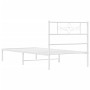 Estructura de cama de metal con cabecero blanco 75x190 cm de , Camas y somieres - Ref: Foro24-355306, Precio: 60,68 €, Descue...