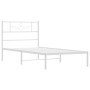 Estructura de cama de metal con cabecero blanco 107x203 cm de , Camas y somieres - Ref: Foro24-355312, Precio: 69,36 €, Descu...