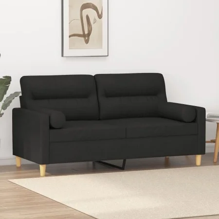 Sofá de 2 plazas con cojines tela negro 140 cm de , Sofás - Ref: Foro24-3200825, Precio: 230,11 €, Descuento: %