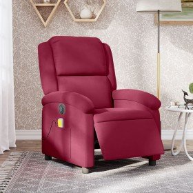 Sillón reclinable de masaje eléctrico terciopelo rojo tinto en Sillones | Comprar online en Foru.es