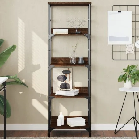 Estantería de madera de ingeniería marrón roble 50x33x153 cm de , Librerías y estanterías - Ref: Foro24-835278, Precio: 69,50...