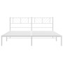 Estructura de cama de metal con cabecero blanco 180x200 cm de , Camas y somieres - Ref: Foro24-372232, Precio: 105,52 €, Desc...