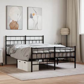 Estructura de cama con cabecero y pie metal negro 120x190 cm de , Camas y somieres - Ref: Foro24-355674, Precio: 96,42 €, Des...