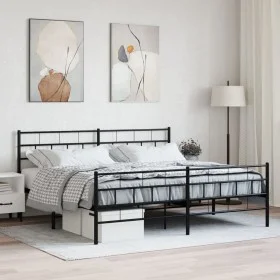 Black metal headboard and footboard bed frame 193x203 cm by , Beds and slatted bases - Ref: Foro24-355683, Price: 118,33 €, D...