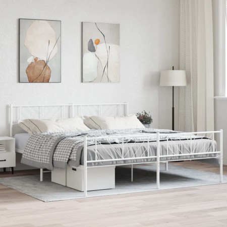 Estructura cama metal con cabecero y pie cama blanco 183x213 cm de , Camas y somieres - Ref: Foro24-372251, Precio: 117,49 €,...