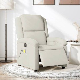 Sillón reclinable de masaje eléctrico terciopelo color crema en Sillones | Comprar online en Foru.es