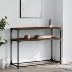 Mesa consola madera de ingeniería marrón roble 100x35,5x75 cm de , Mesas auxiliares - Ref: Foro24-834069, Precio: 51,79 €, De...