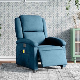 Sillón reclinable de masaje eléctrico terciopelo azul en Sillones | Comprar online en Foru.es