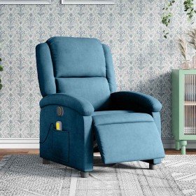 Sillón reclinable de masaje eléctrico terciopelo azul en Sillones | Comprar online en Foru.es