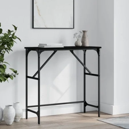 Black engineered wood console table 75x32x75 cm by , Side tables - Ref: Foro24-834060, Price: 37,04 €, Discount: %
