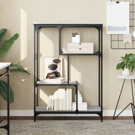 Estantería madera de ingeniería y acero Sonoma gris 81x36x115cm de , Librerías y estanterías - Ref: Foro24-835407, Precio: 45...