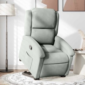 Sillón reclinable elevable terciopelo gris claro en Sillones | Comprar online en Foru.es