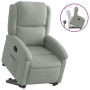 Sillón reclinable elevable terciopelo gris claro en Sillones | Comprar online en Foru.es