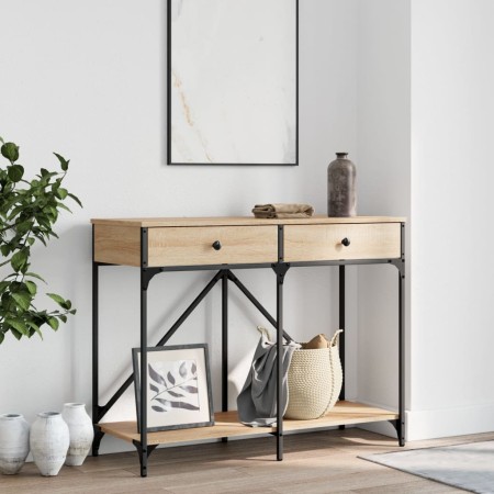 Mesa consola madera de ingeniería roble Sonoma 100x39x78,5 cm de , Mesas auxiliares - Ref: Foro24-835485, Precio: 72,59 €, De...