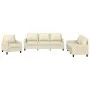 Cream synthetic leather 3-piece sofa set with cushions by , Sofas - Ref: Foro24-3201399, Price: 611,22 €, Discount: %