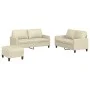 Dreiteilige Sofagarnitur aus cremefarbenem Kunstleder mit Kissen von , Sofas - Ref: Foro24-3201414, Preis: 471,38 €, Rabatt: %