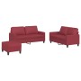 Juego de sofás con cojines 3 piezas cuero sintético rojo tinto de , Sofás - Ref: Foro24-3201416, Precio: 467,42 €, Descuento: %