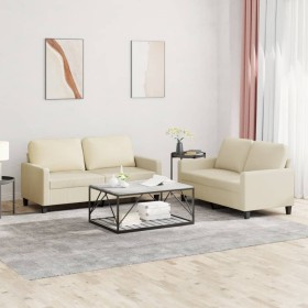 Juego de sofás con cojines 2 piezas cuero sintético crema de , Sofás - Ref: Foro24-3201409, Precio: 430,40 €, Descuento: %