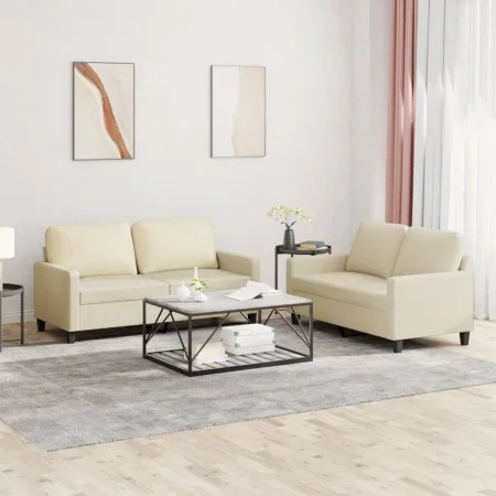 Juego de sofás con cojines 2 piezas cuero sintético crema de , Sofás - Ref: Foro24-3201409, Precio: 423,33 €, Descuento: %