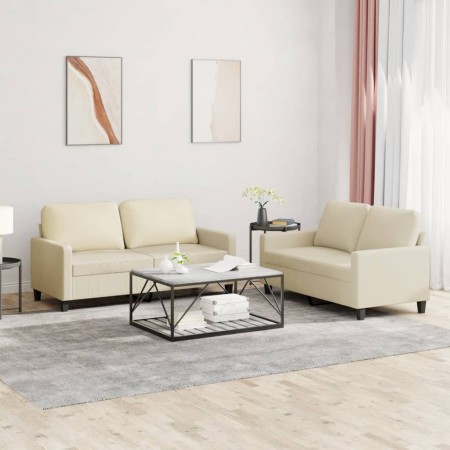 Juego de sofás con cojines 2 piezas cuero sintético crema de , Sofás - Ref: Foro24-3201409, Precio: 430,40 €, Descuento: %