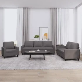 3-teilige Sofagarnitur aus grauem Kunstleder mit Kissen von , Sofas - Ref: Foro24-3201400, Preis: 588,50 €, Rabatt: %