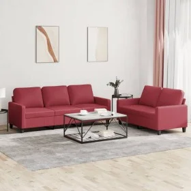 Sofa set with cushions 2 pieces red synthetic leather by , Sofas - Ref: Foro24-3201421, Price: 460,39 €, Discount: %