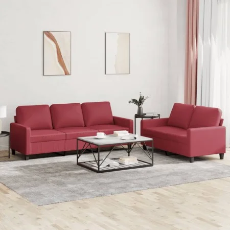 Juego de sofás con cojines 2 piezas cuero sintético rojo tinto de , Sofás - Ref: Foro24-3201421, Precio: 460,39 €, Descuento: %