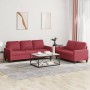 Juego de sofás con cojines 2 piezas cuero sintético rojo tinto de , Sofás - Ref: Foro24-3201421, Precio: 467,82 €, Descuento: %