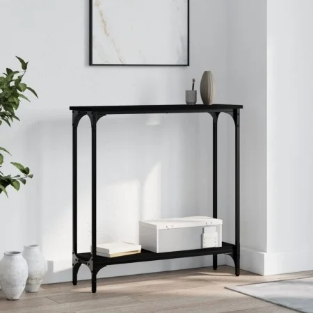 Black engineered wood console table 75x22.5x75 cm by , Side tables - Ref: Foro24-834020, Price: 35,21 €, Discount: %