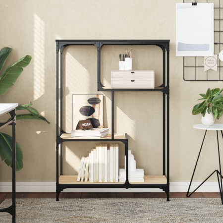 Estantería madera de ingeniería acero roble Sonoma 81x36x115 cm de , Librerías y estanterías - Ref: Foro24-835405, Precio: 48...