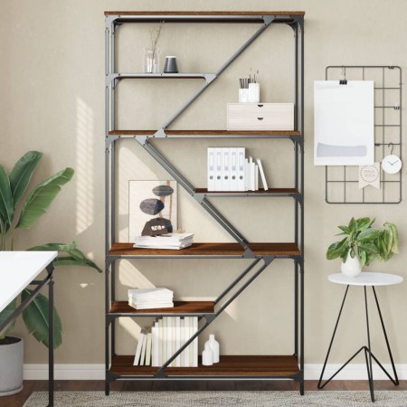 Estantería madera de ingeniería acero roble marrón 91x36x176 cm de , Librerías y estanterías - Ref: Foro24-835418, Precio: 68...