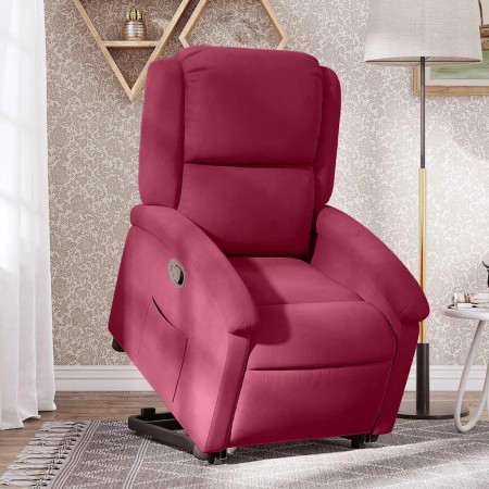 Sillón reclinable elevable terciopelo rojo tinto en Sillones | Comprar online en Foru.es