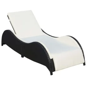 Tumbona con cojín ratán sintético negro de vidaXL, Tumbonas - Ref: Foro24-41975, Precio: 211,01 €, Descuento: %