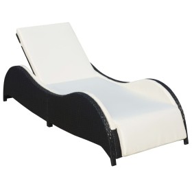 Tumbona con cojín ratán sintético negro de vidaXL, Tumbonas - Ref: Foro24-41975, Precio: 213,90 €, Descuento: %
