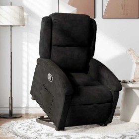 Sillón reclinable elevable terciopelo negro en Sillones | Comprar online en Foru.es